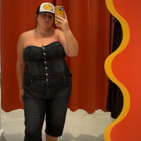 Vintage Black Denim Jumpsuit - Picture 1 of 5